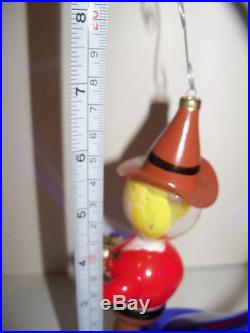 Rare 7in. VINTAGE Western Cowboy withGuitar BLOWN GLASS Painted CHRISTMAS ORNAMENT