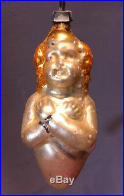 Rare ANGELIC MERMAID Antique Mercury Glass German 4 Christmas ornament