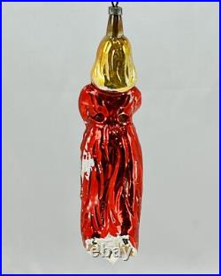 Rare Antique Blue Eye Angel with Trumpet Horn Glass Christmas Ornament Germany
