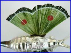 Rare Antique Butterfly Germany Spun Glass Wings Christmas Ornament
