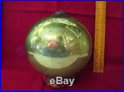 Rare Antique Fine Glass Kugel Original Brass Cap Christmas Ornament 7 1379