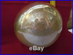 Rare Antique Fine Glass Kugel Original Brass Cap Christmas Ornament 8 1378