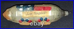 Rare! Antique German Patriotic Glass Christmas Ornament Los Angeles Dirigible