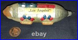 Rare! Antique German Patriotic Glass Christmas Ornament Los Angeles Dirigible