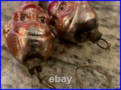 Rare Antique German Spiral Icicle Face Glass Christmas Ornaments Pair