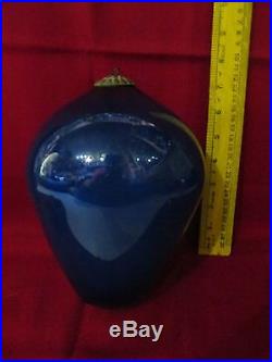 Rare Antique Glass Large EGG Kugel Original Brass Cap Christmas Ornament 8 1424