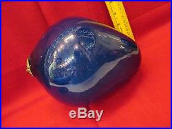 Rare Antique Glass Large EGG Kugel Original Brass Cap Christmas Ornament 8 1424