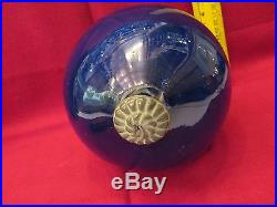 Rare Antique Glass Large EGG Kugel Original Brass Cap Christmas Ornament 8 1424