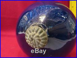 Rare Antique Glass Large EGG Kugel Original Brass Cap Christmas Ornament 8 1424