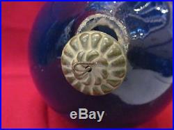 Rare Antique Glass Large EGG Kugel Original Brass Cap Christmas Ornament 8 1424