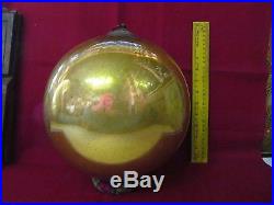 Rare Antique Glass Large Kugel Original Brass Cap Christmas Ornament 10 1410