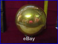 Rare Antique Glass Large Kugel Original Brass Cap Christmas Ornament 10 1410