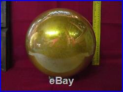 Rare Antique Glass Large Kugel Original Brass Cap Christmas Ornament 10 1410