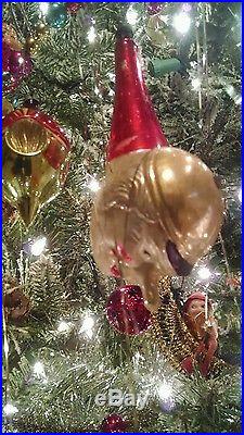 Rare Antique Jockey head in a horn Blown Glass Christmas ornament