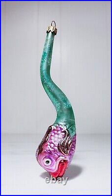 Rare CHRISTOPHER RADKO Delphins Greek Sea God Glass Christmas Ornament with BOX