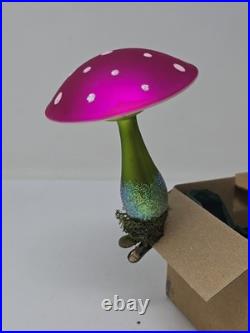 Rare Christborn Glückspilz Red Toadstool Christmas Ornament- Mouth Blown Glass