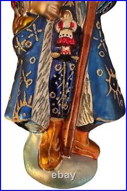 Rare Christopher Radko Christmas Ornament Siberian Santa Blue 9 Detailed Glass