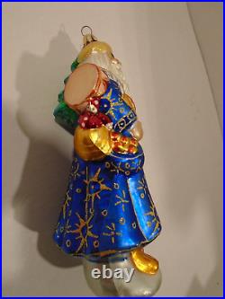 Rare Christopher Radko Christmas Ornament Siberian Santa Blue 9 Detailed Glass