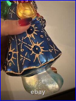 Rare Christopher Radko Christmas Ornament Siberian Santa Blue 9 Detailed Glass