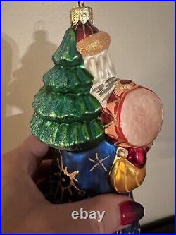 Rare Christopher Radko Christmas Ornament Siberian Santa Blue 9 Detailed Glass