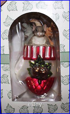 Rare Collectible Charming Tails Christmas Glass Ornament Set of 12 Pieces