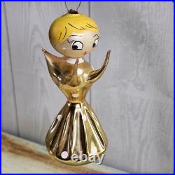 Rare De Carlini Glass Angel Mid Century Atomic Gold FLAWS