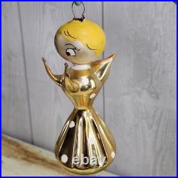 Rare De Carlini Glass Angel Mid Century Atomic Gold FLAWS