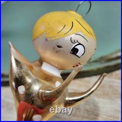 Rare De Carlini Glass Angel Mid Century Atomic Gold FLAWS