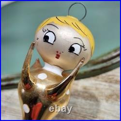 Rare De Carlini Glass Angel Mid Century Atomic Gold FLAWS