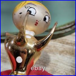 Rare De Carlini Glass Angel Mid Century Atomic Gold FLAWS