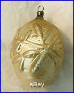 Rare Early German Blown Glass Father Christmas In Relief On Oval Ball