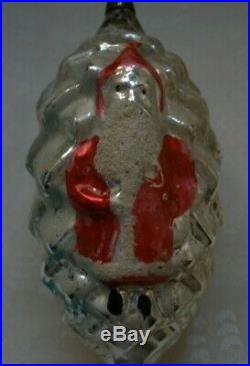 Rare Early German Father Christmas on a Pinecone Glass Ornament Large