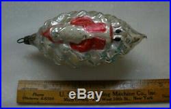 Rare Early German Father Christmas on a Pinecone Glass Ornament Large