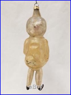 Rare German 1900's Mister Pumpkin Head with Annealed Legs Christmas Ornament