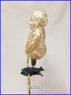 Rare German 1910-1920 Foxy Grandpa On Clip Glass Christmas Ornament