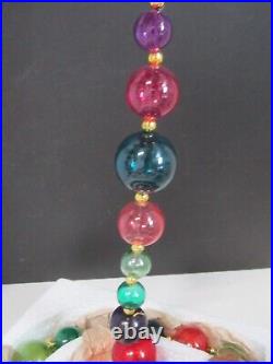 Rare Glitterville Glass Rainbow Ball Ornament Christmas Holiday Garland Strand