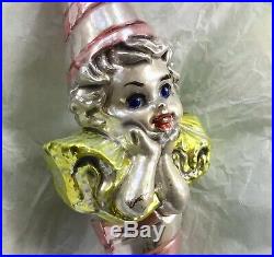 Rare Large Vintage Christmas German Glass Ornament Harlequin Clown