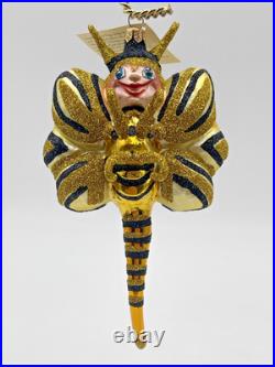 Rare Larry Fraga Bumble Bee Buzz Blown Glass Christmas Ornament 5923B Retired