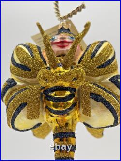 Rare Larry Fraga Bumble Bee Buzz Blown Glass Christmas Ornament 5923B Retired