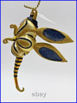 Rare Larry Fraga Bumble Bee Buzz Blown Glass Christmas Ornament 5923B Retired