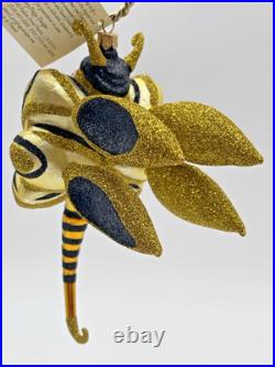 Rare Larry Fraga Bumble Bee Buzz Blown Glass Christmas Ornament 5923B Retired