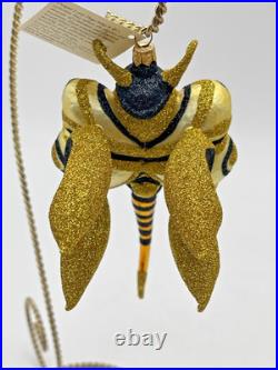 Rare Larry Fraga Bumble Bee Buzz Blown Glass Christmas Ornament 5923B Retired