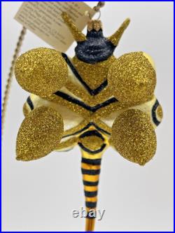 Rare Larry Fraga Bumble Bee Buzz Blown Glass Christmas Ornament 5923B Retired