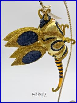 Rare Larry Fraga Bumble Bee Buzz Blown Glass Christmas Ornament 5923B Retired