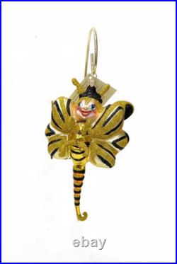 Rare Larry Fraga Bumble Bee Buzz Blown Glass Christmas Ornament 5923B Retired