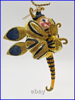 Rare Larry Fraga Bumble Bee Buzz Blown Glass Christmas Ornament 5923B Retired