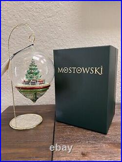 Rare Mostowski APM2889 Christmas Tree in a Globe Glass Ornament retired