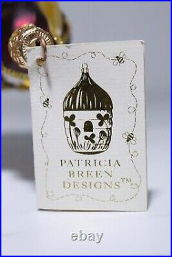 Rare PATRICIA BREEN DESIGNS Plum & Gold Glass Santa Christmas Ornament with Tag