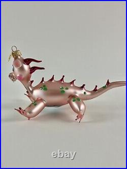 Rare Radko 2002 Pink Dragon Puff Glass Christmas Ornament Italian Blown Glass