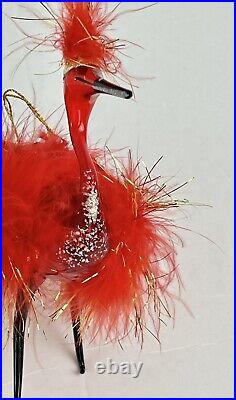 Rare Radko Red Feather Fire Bird Glass Christmas Ornament Made in Italy 97